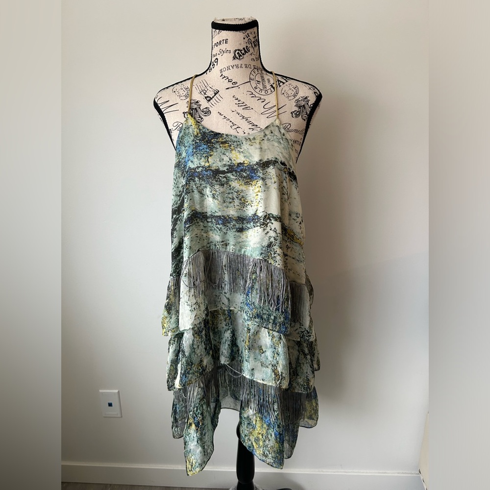 Natalia Romano Silk Fringe Dress - size M
